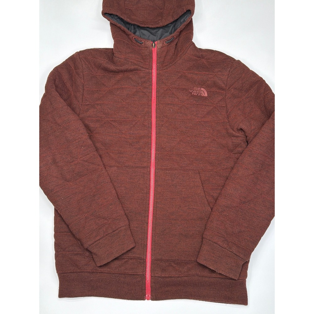 The North Face Mens Reversible Quilted‎ Full Zip Hoodie Burgundy Black Large